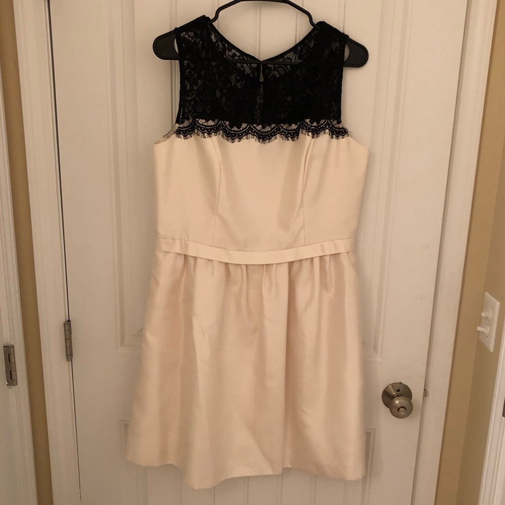 Cream and Black Satin Dress